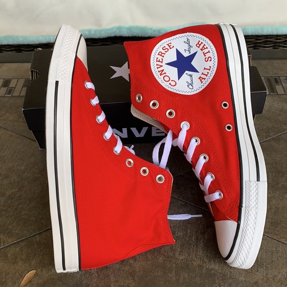 CONVERSE CTAS HI ENAMEL RED/WHITE/BLACK MENS - Picture 7 of 15